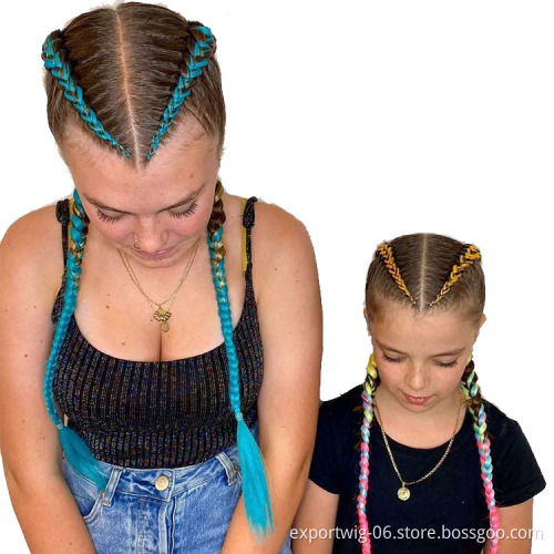 Jumbo Braiding Hair Extensions African Braids Hair Straight Yaki Texture Synthetic Fiber Mixed Color For Children And Women